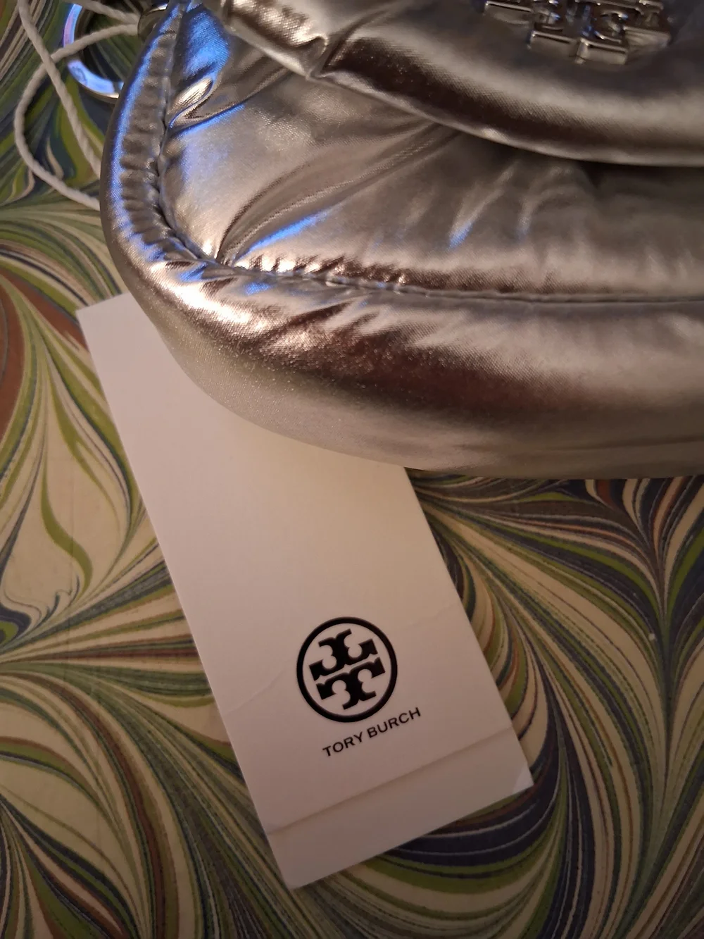 Tory Burch Metallic Silver Mini Keychain 